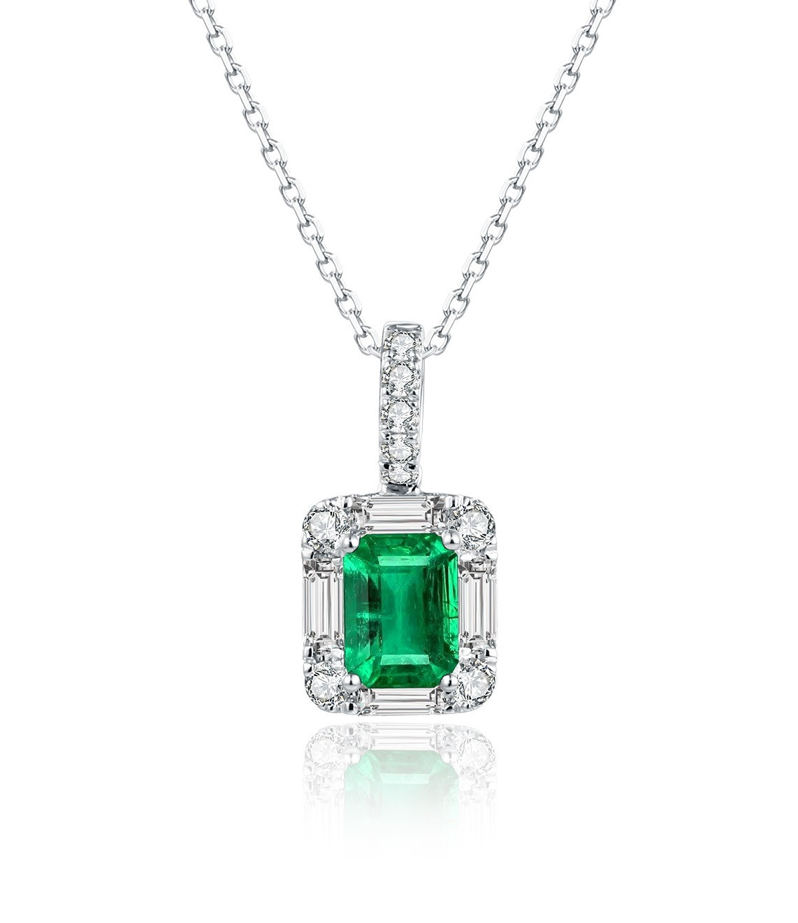 Natural Emerald and White Diamond Pendant / PK-67SP/AMR