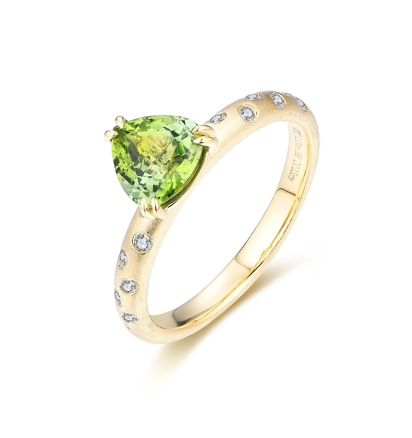 Green Tourmaline & Diamond Sand Finish Ring / PK-113R/NAR