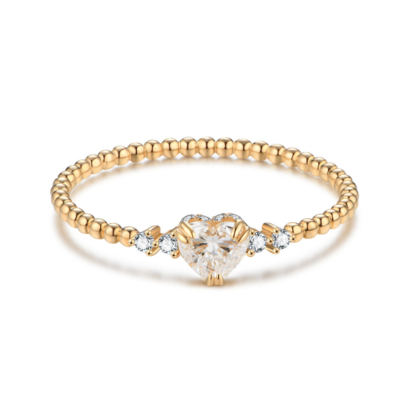 GIA Certified Heart Diamond Beaded Ring / PK-172R/NNR