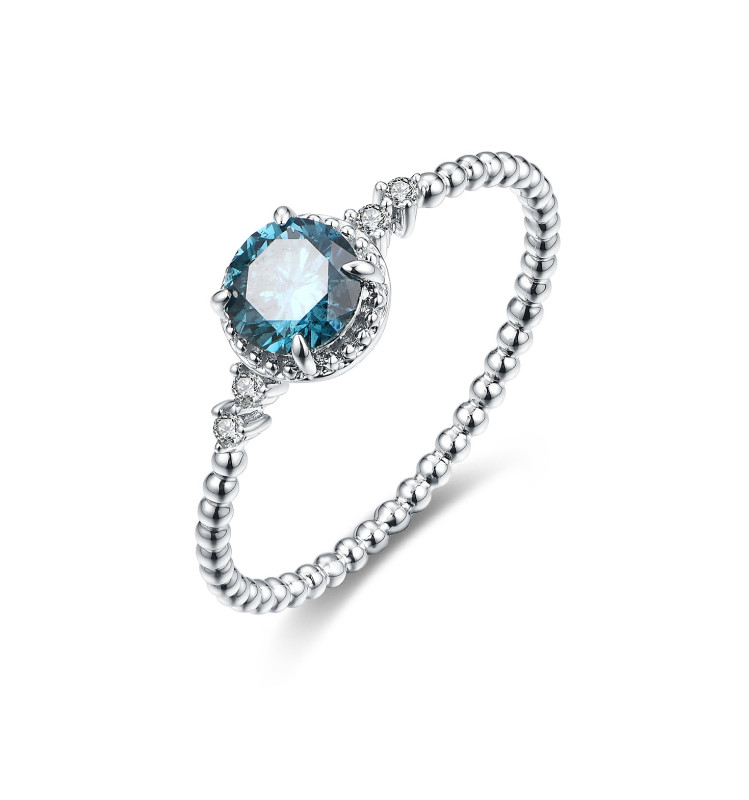 Round Blue Diamond Beaded Ring / PK-78R/SRR