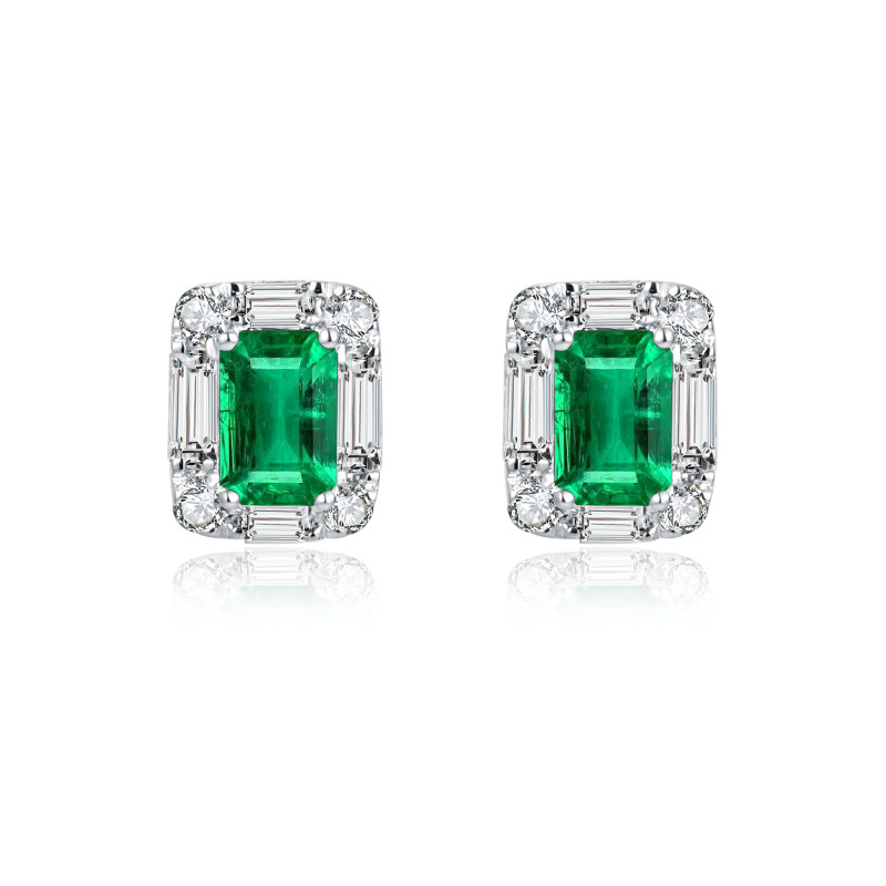 Natural Emerald and White Diamond Earrings / PK-67SE/SMR
