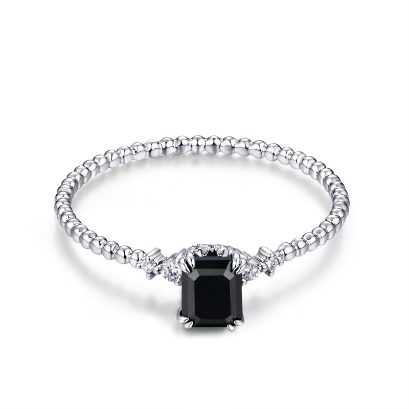Emerald Black Diamond Beaded Ring / PK-134R/ERR