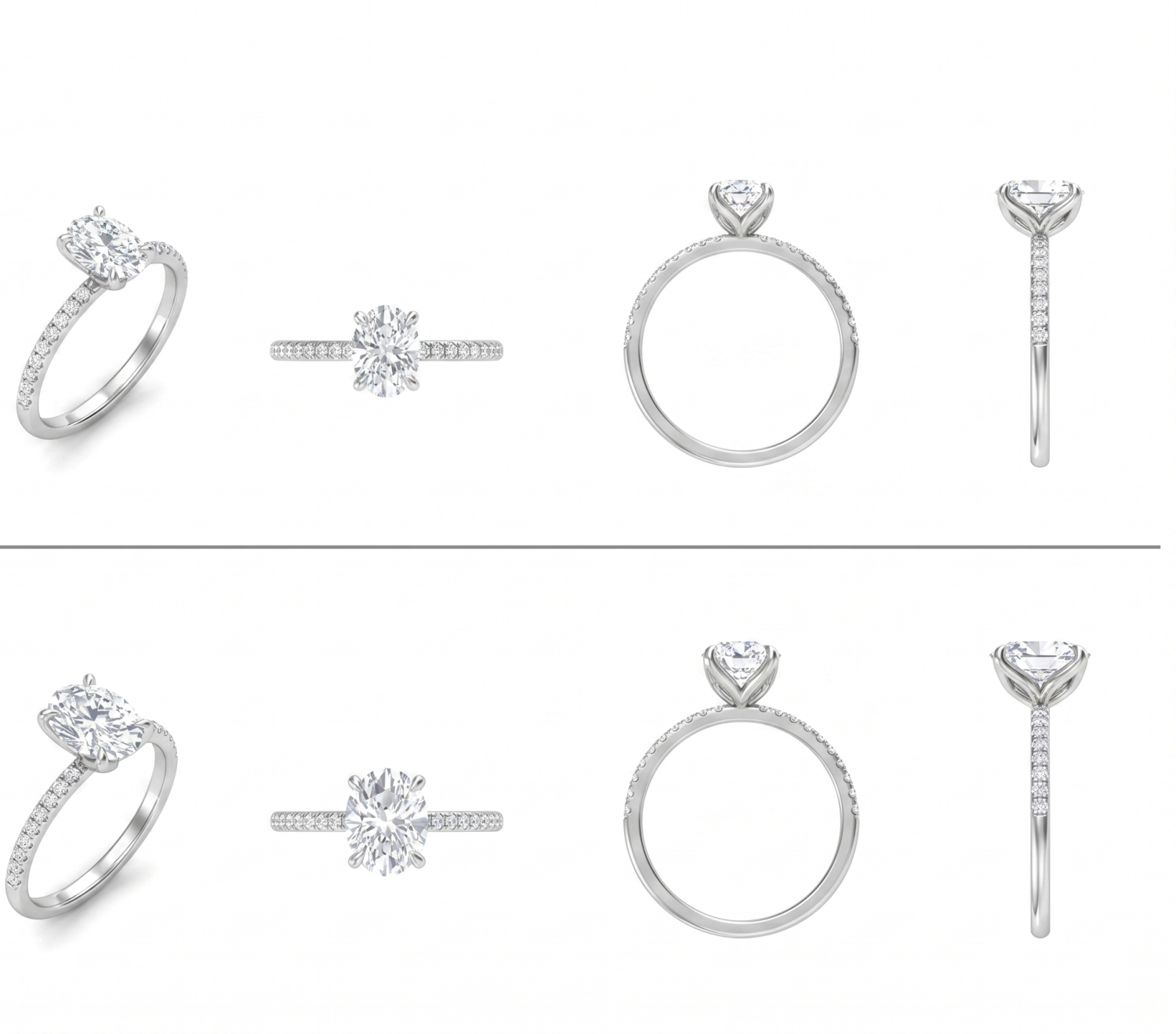 1ct & 2ct Oval Engagement Ring / MDG-R-573