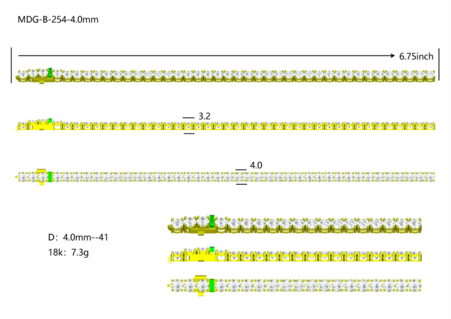 MDG-B-254-4.0mm(PK-135B) / Diamond Bracelet