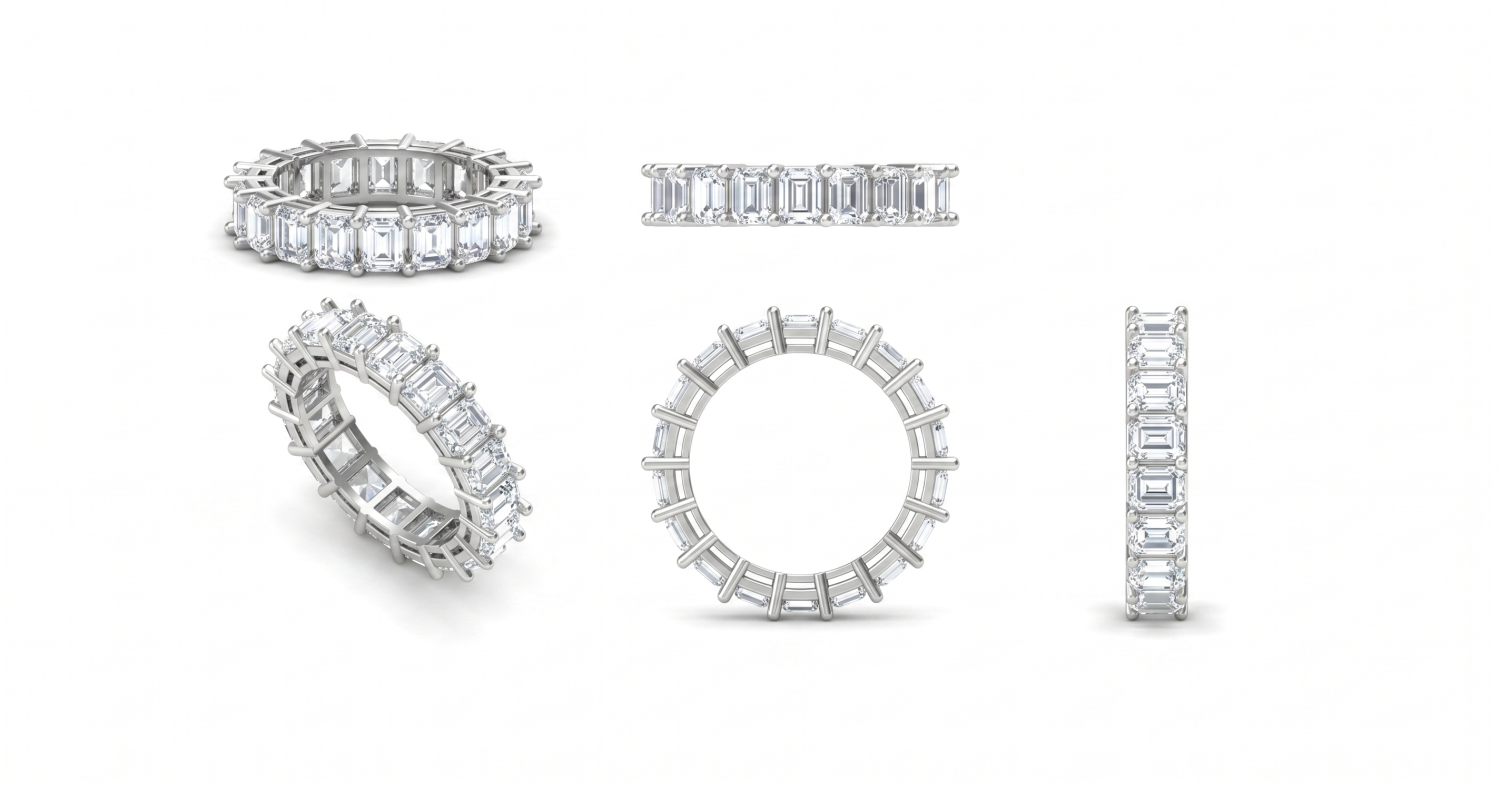 Diamond Emerald Cut Eternity Ring / HK2501229-R
