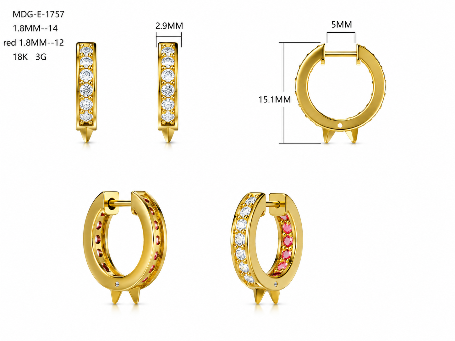 Ruby and Diamond Earrings / MDG-E-1757