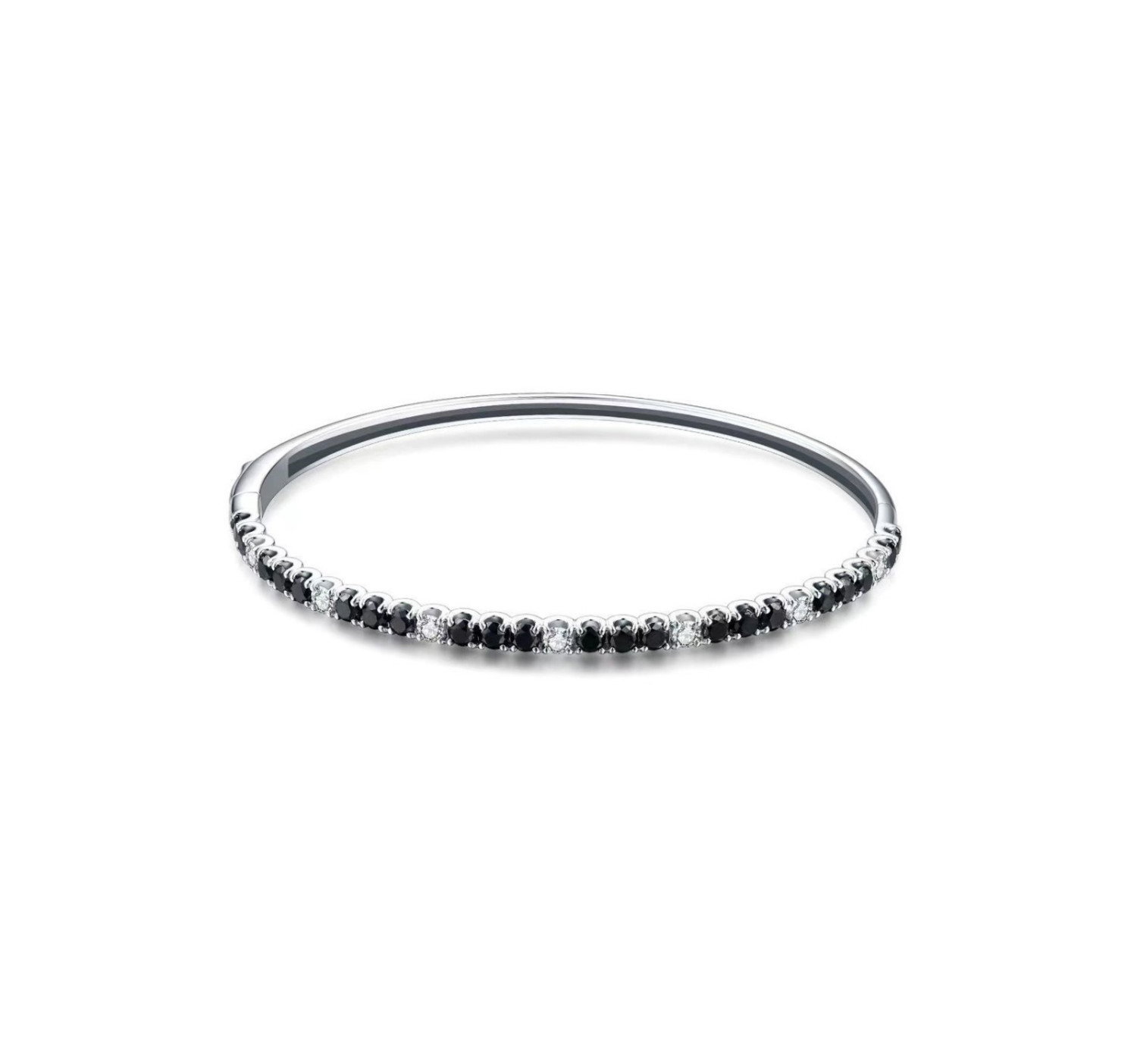 Classic Black and White Diamond Half Bangle / PK-23B+2/MSRR