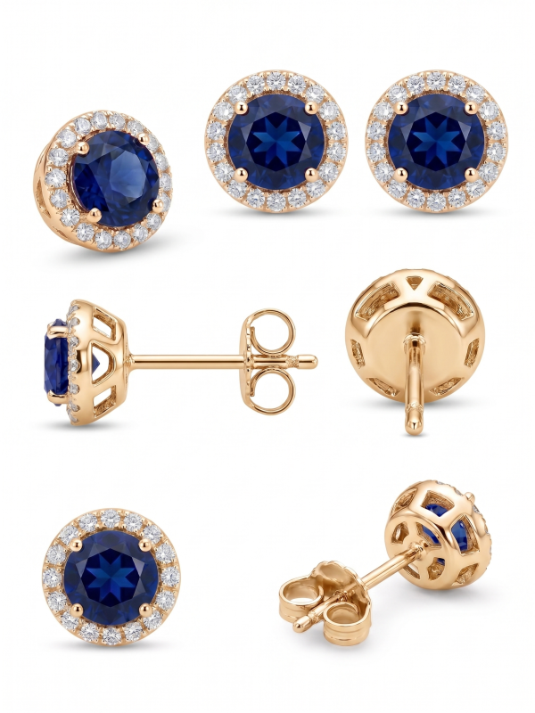Sapphire With White Diamond Earrings / PK-36E/NAR