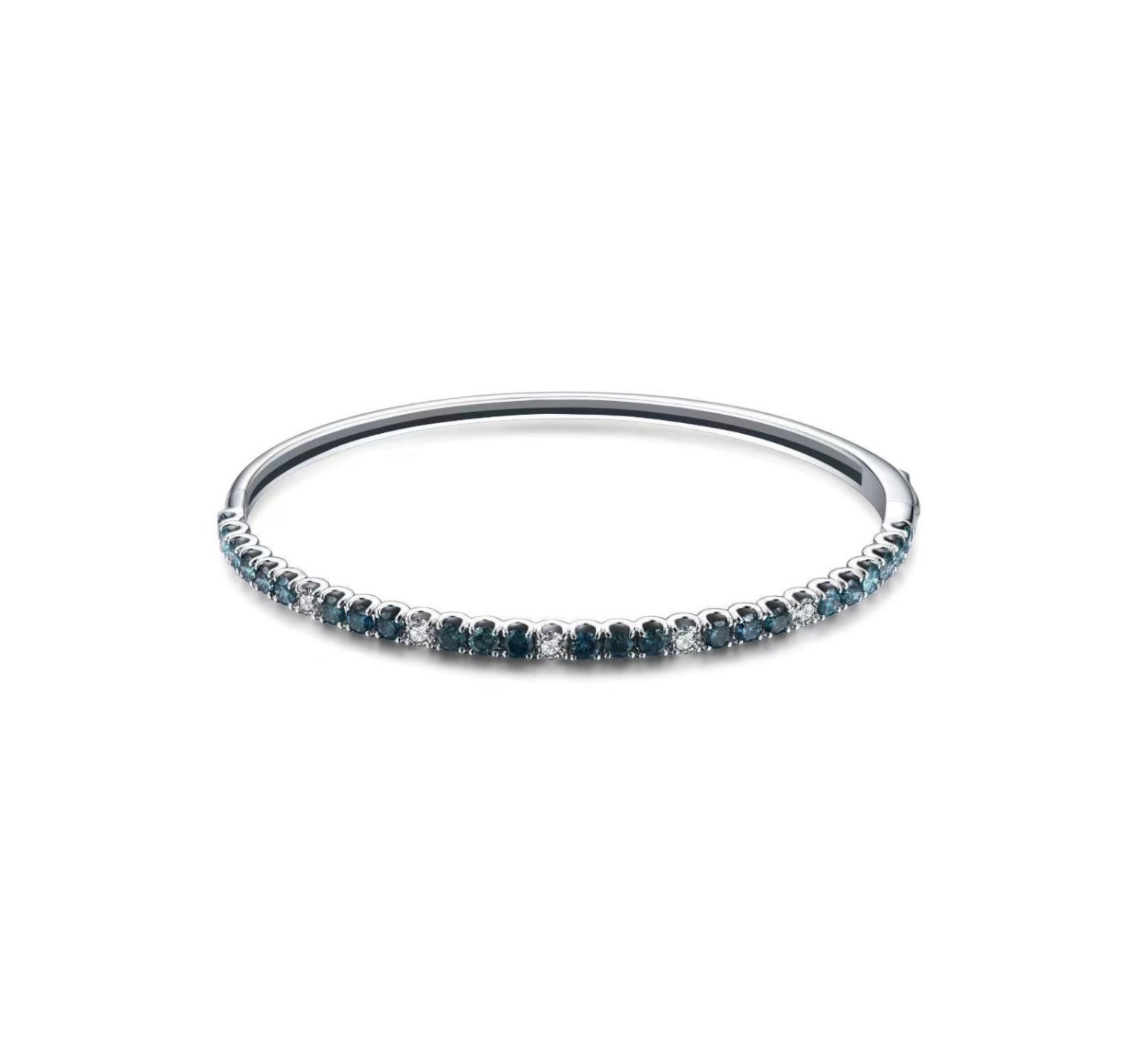 Classic Blue and White Diamond Half Bangle / PK-23B+1/MEOR