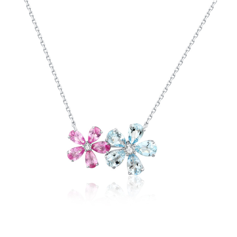 Natural Baguette Multi Sapphire and Diamond in 14K White & Yellow Gold / PK-69SP/SMR