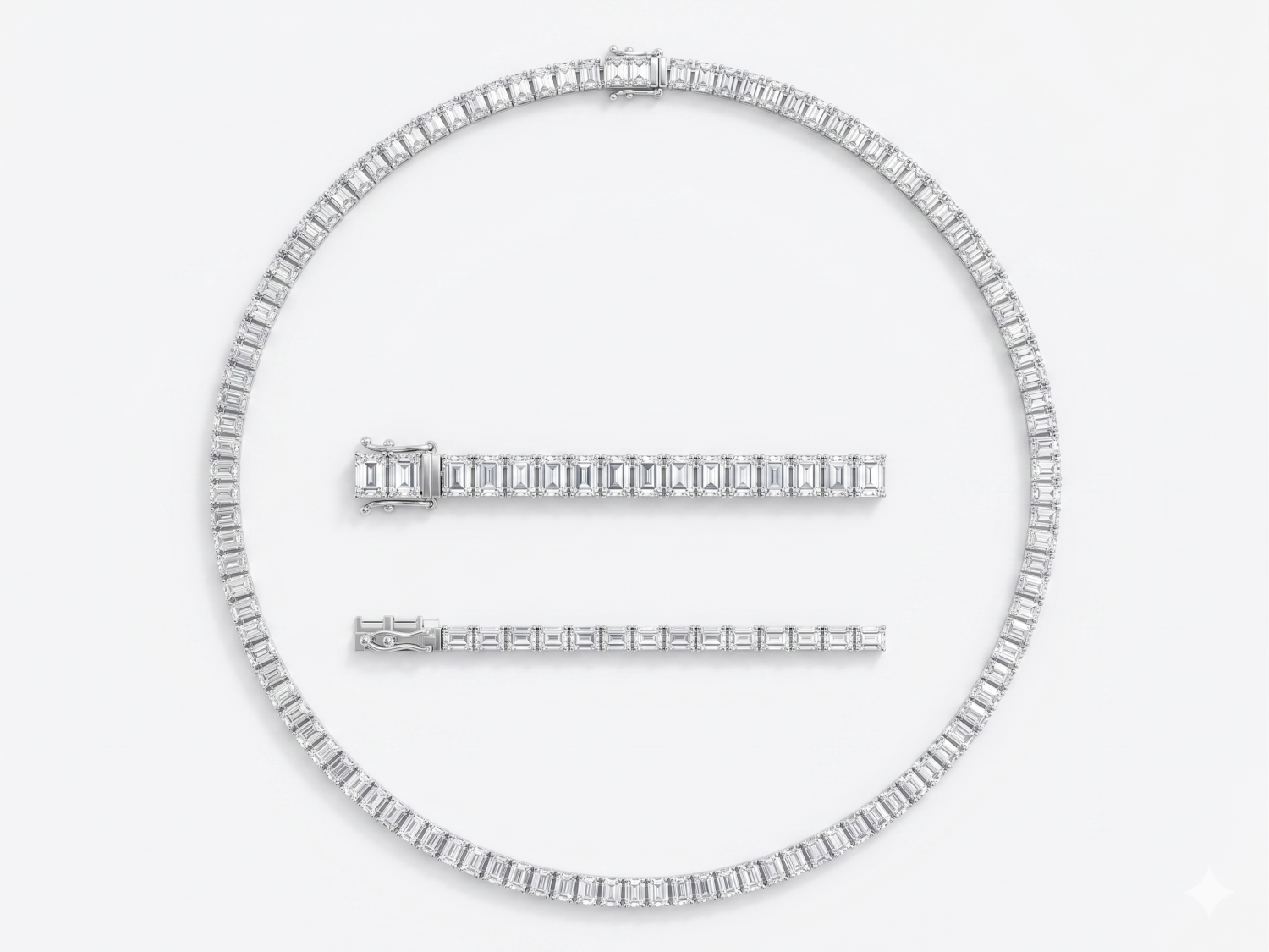 Diamond Emerald Cut Tennis Necklace / MDG-N-1532