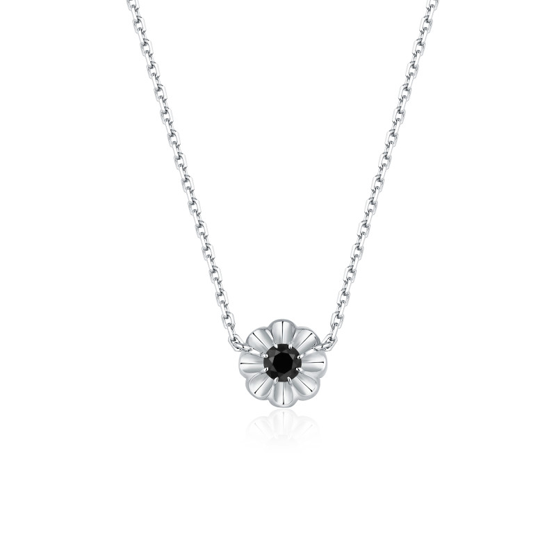 Floral Black Diamond Pendant with Chain / PK-36P/ERR