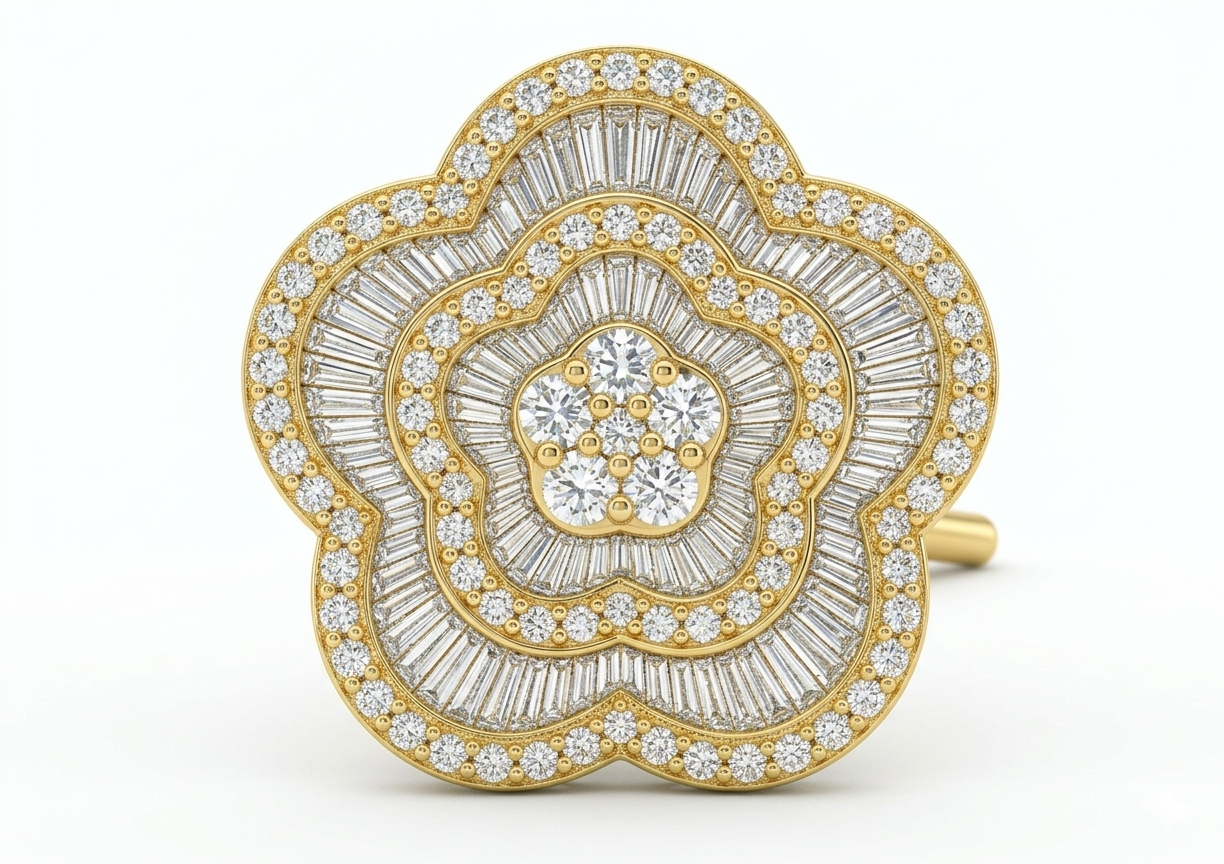 Gold and Diamond Earrings / MDG-E-563-25mm (PK-144E)