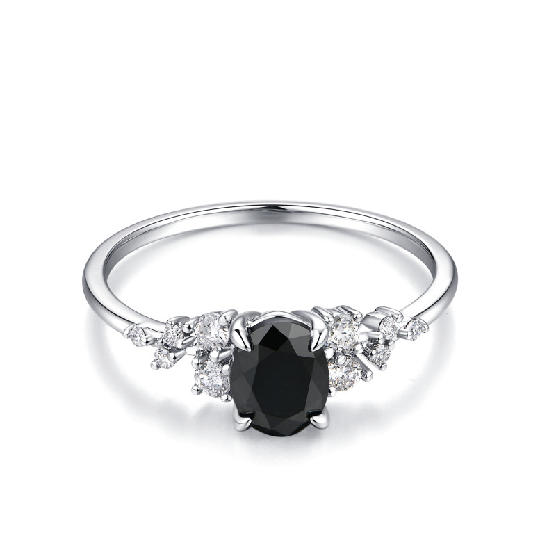 Natural Oval Black Diamond Ring / PK-144R/NRR