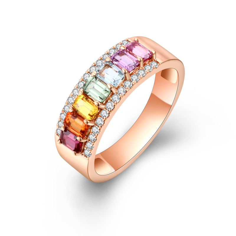 Colour Sapphire and Diamond Ring / PK-183R/HNR