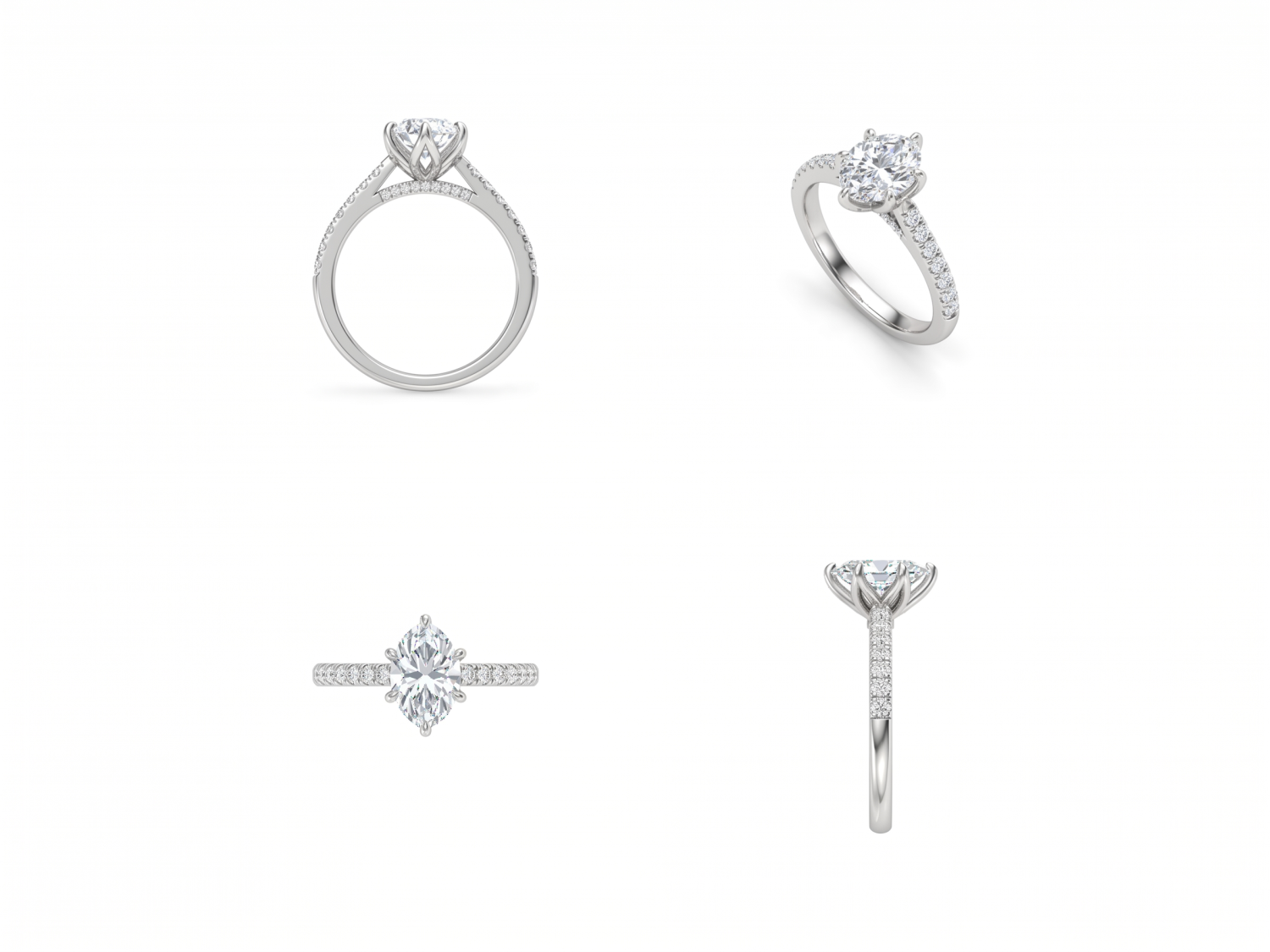 Oval Diamond Engagement Ring with Halo and Gallery / MDG-R-1494