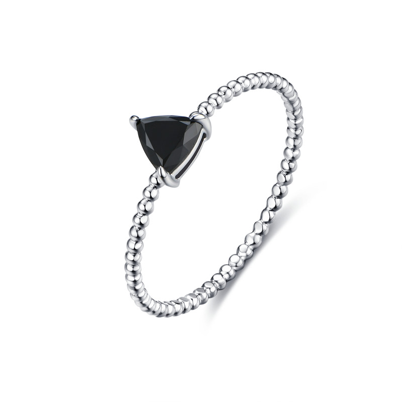 Trillion Black Diamond Beaded Ring / PK-142R/MRR