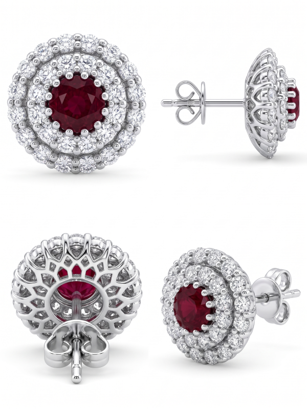 Ruby With White Diamond Earrings / PK-33E/MRHR