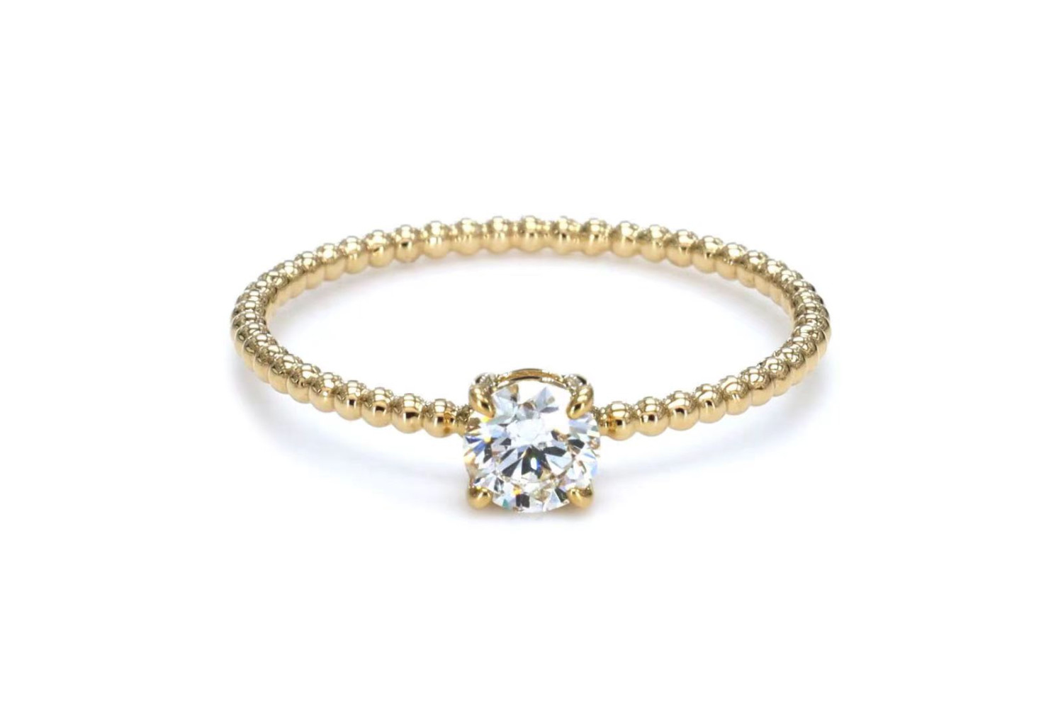 GIA Certified Round Diamond Beaded Ring / PK-23R/NER