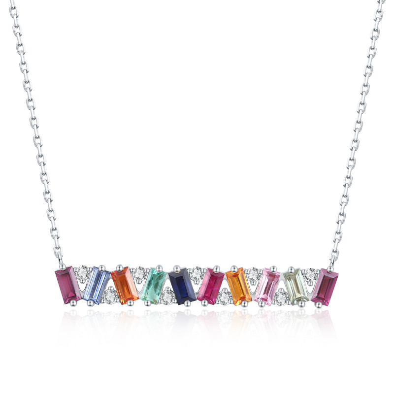 V Multi Sapphire and Diamond Pendant / PK-14SN/COR