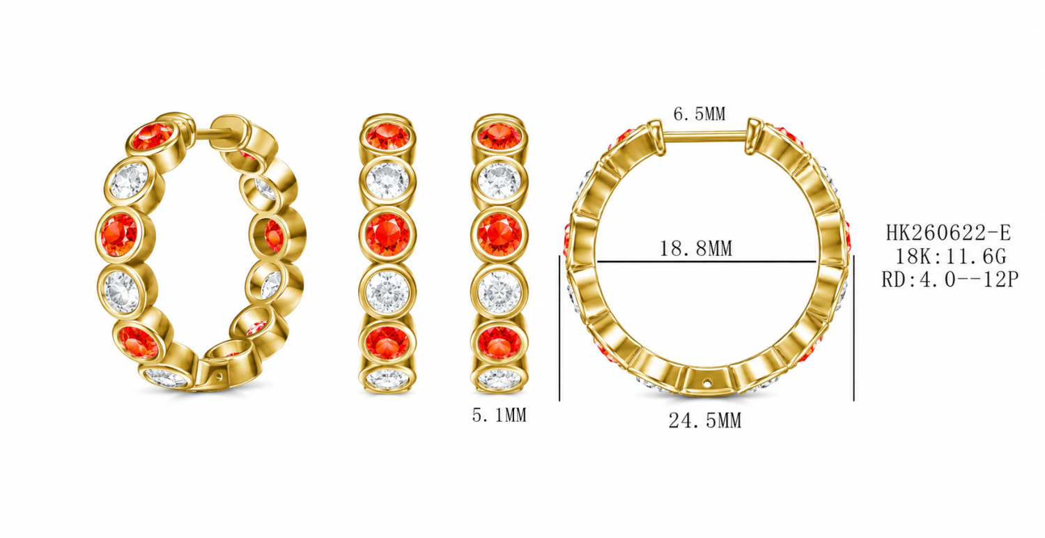 Ruby Earrings and Diamond / HK260622-E
