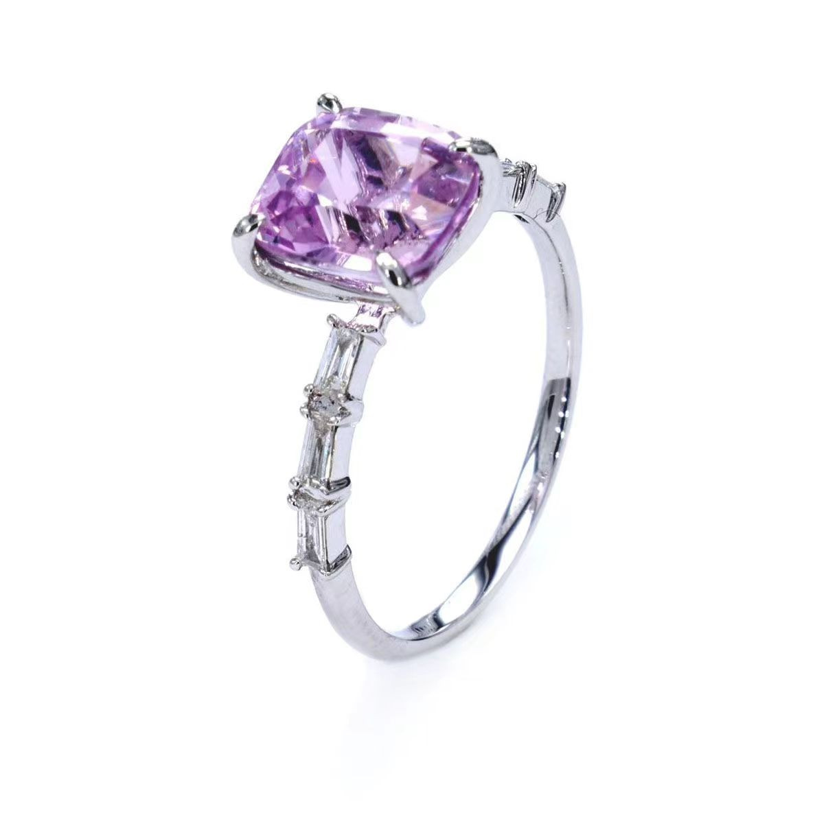 Natural Kunzite Diamond Ring / PK-126R/EOR