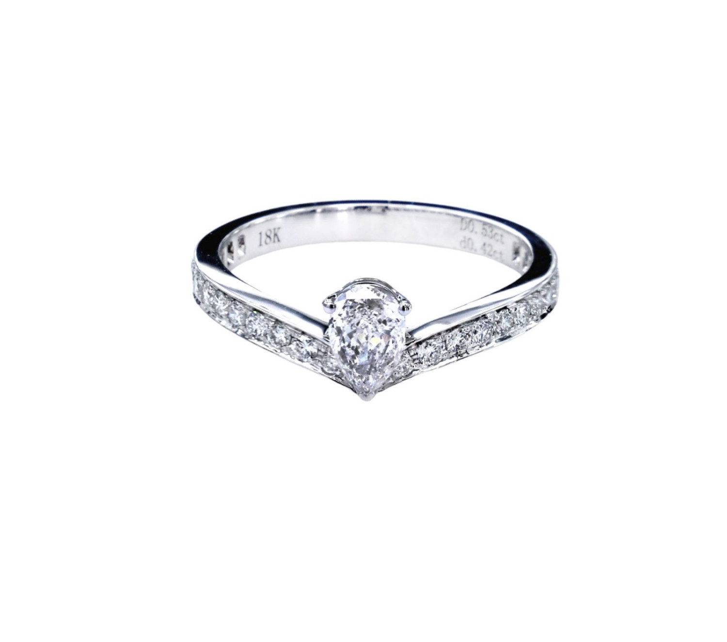 GIA Certified Pear Shape V Diamond Ring / PK-165R/MMMR