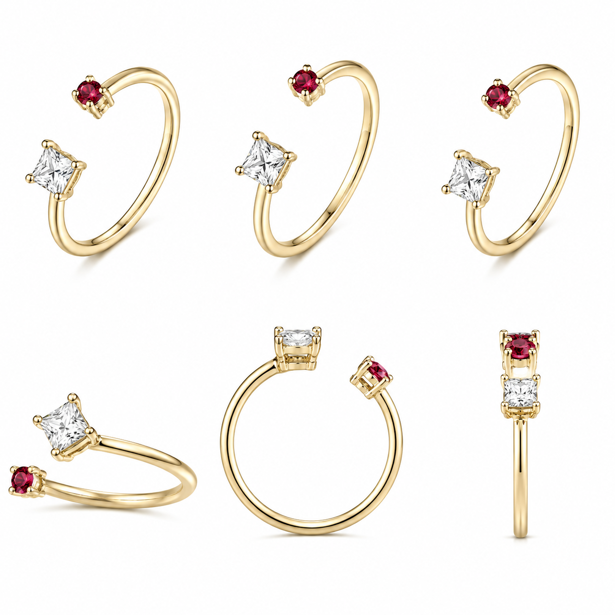 Ruby With White Diamond Ring / PK-34R+3/ANR