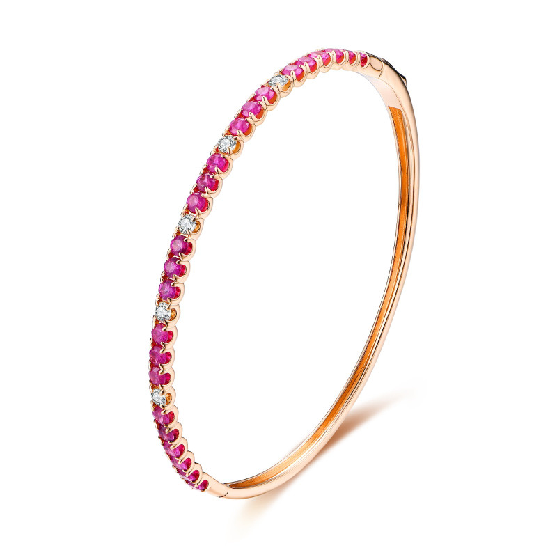 Classic Ruby and White Diamond Half Bangle / PK-23B+5/MMER
