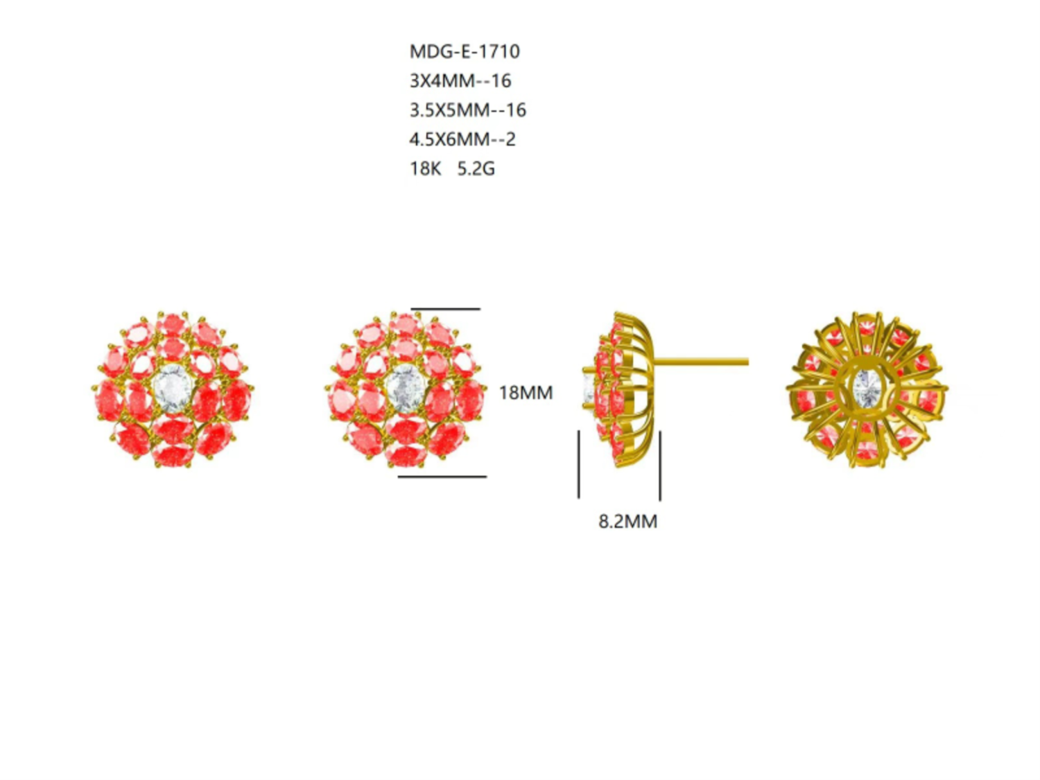 MDG-E-1710 (PK-163E) / Ruby Earrings with Diamond
