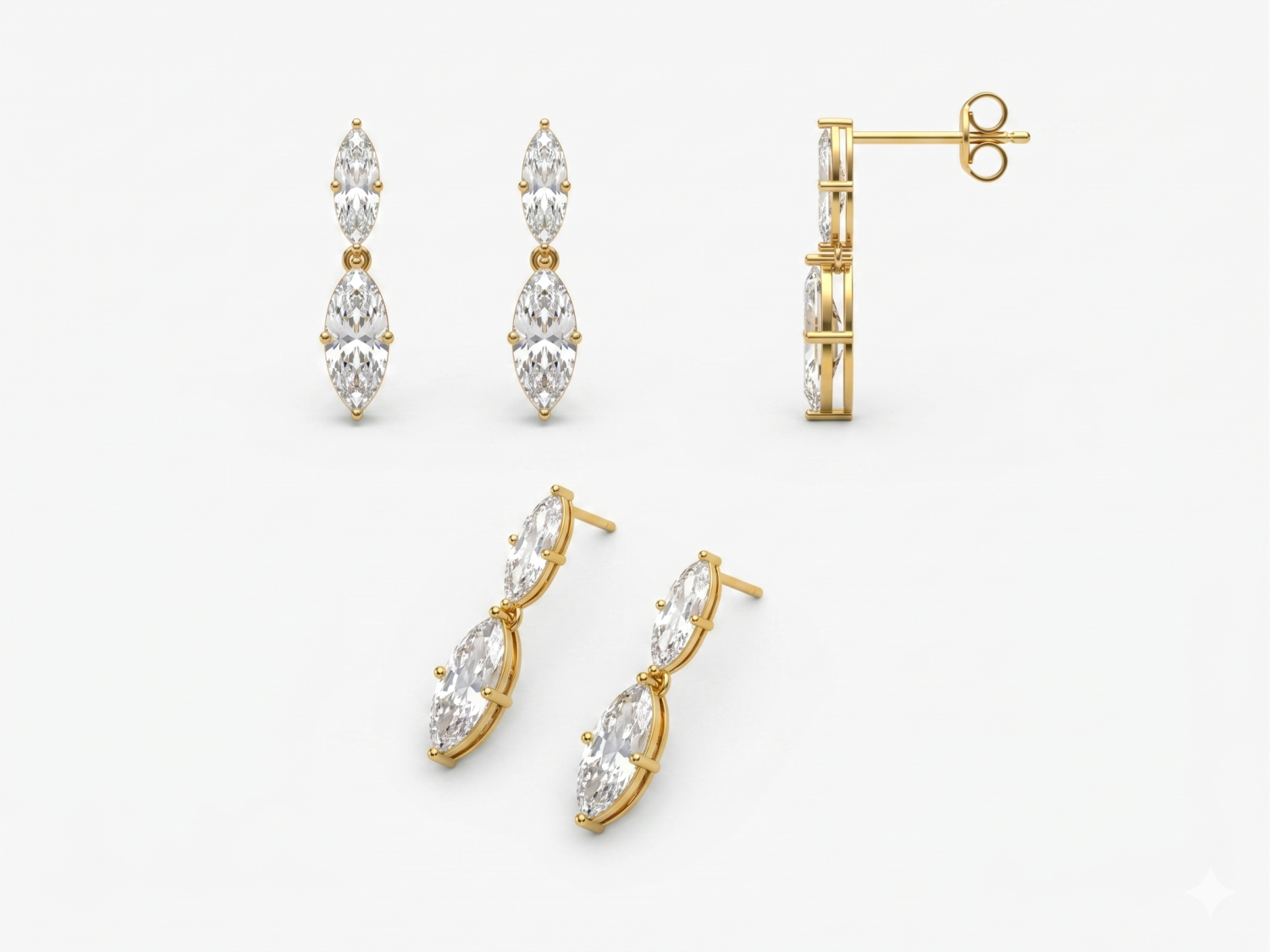 Special Cut Diamond Drop Earrings / MDG-E-1366
