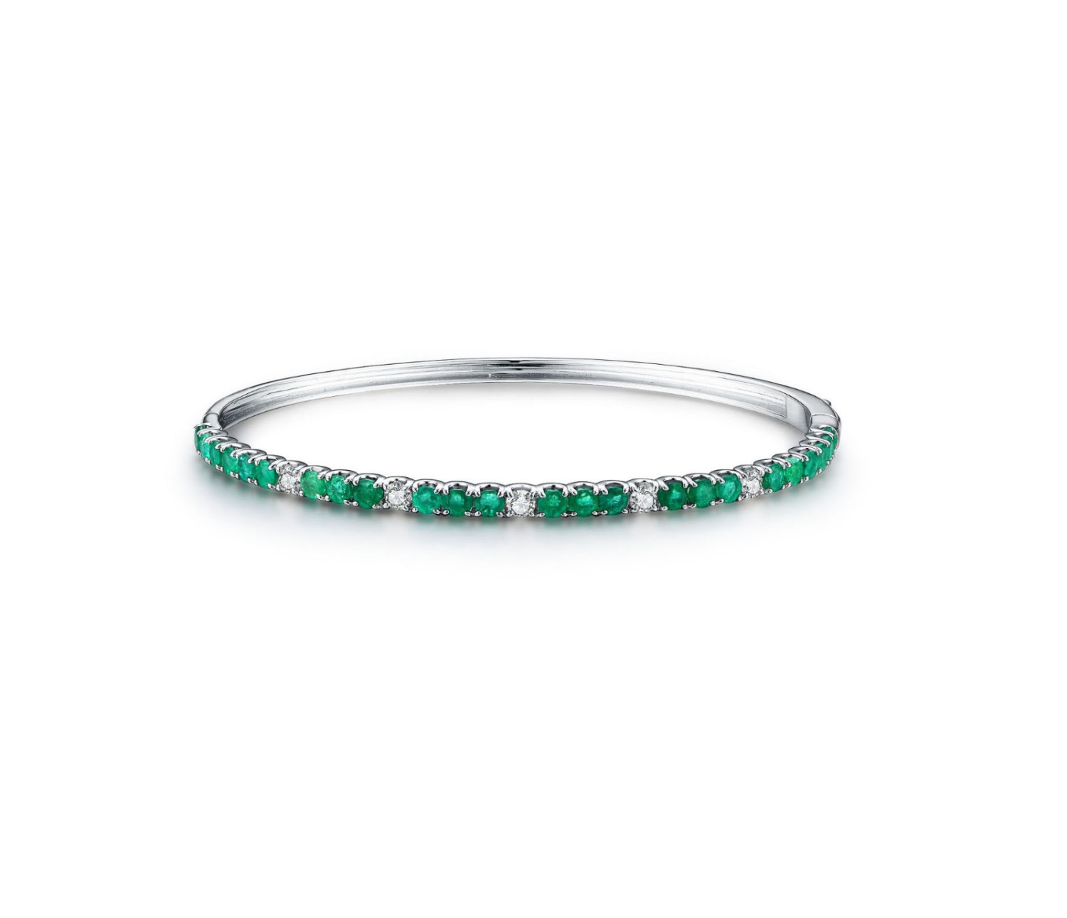 Classic Emerald and White Diamond Half Bangle / PK-23B+4/MRER
