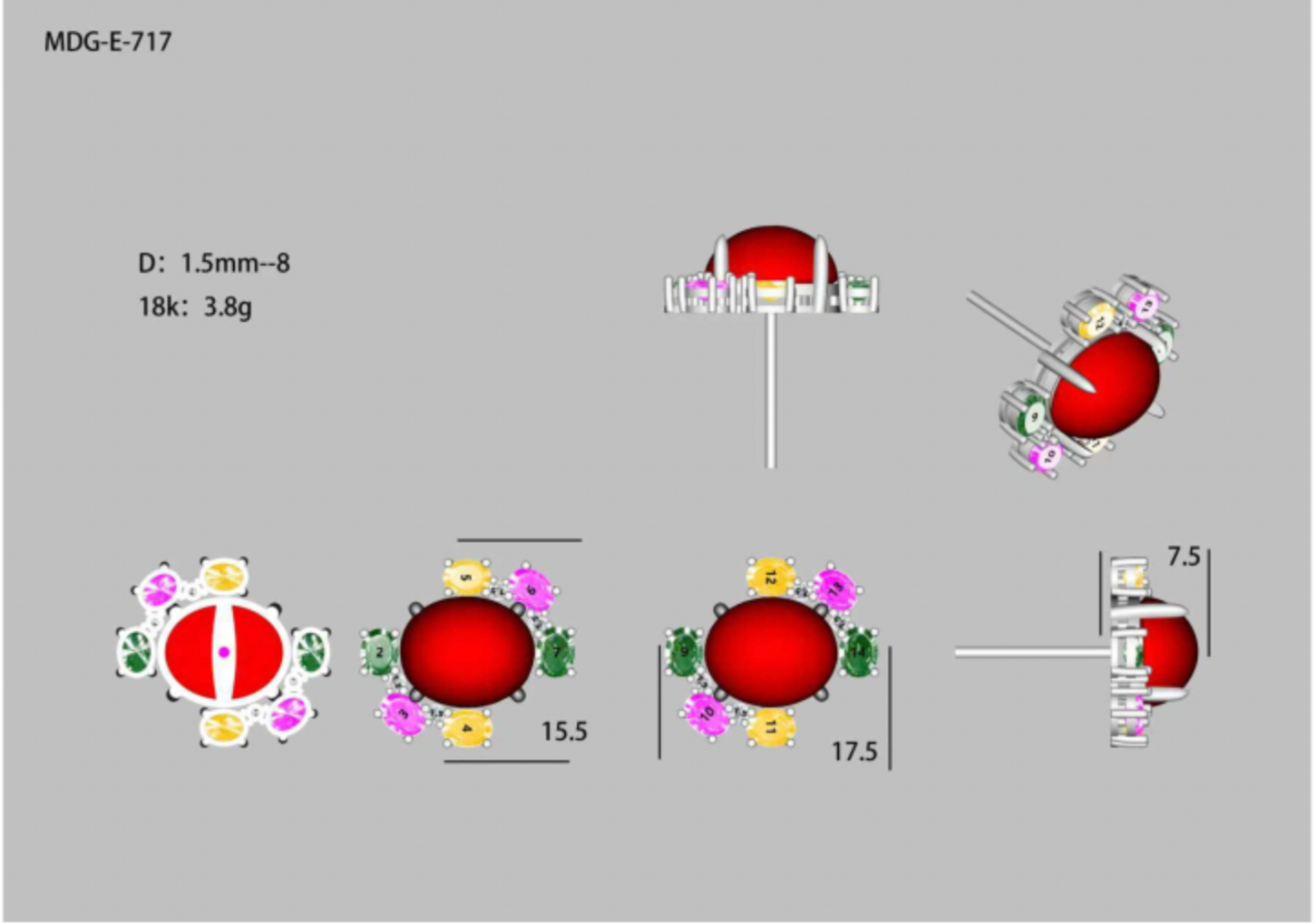 MDG-E-717(PK-177E) / Gemstone Earrings