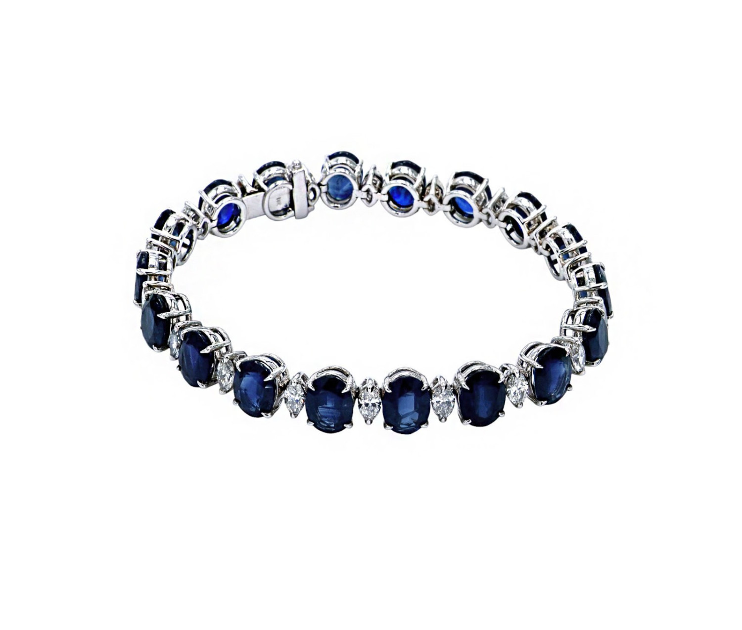 Oval Bule Sapphire with Marquise White Diamond Bracelet / PK-4B/TERR