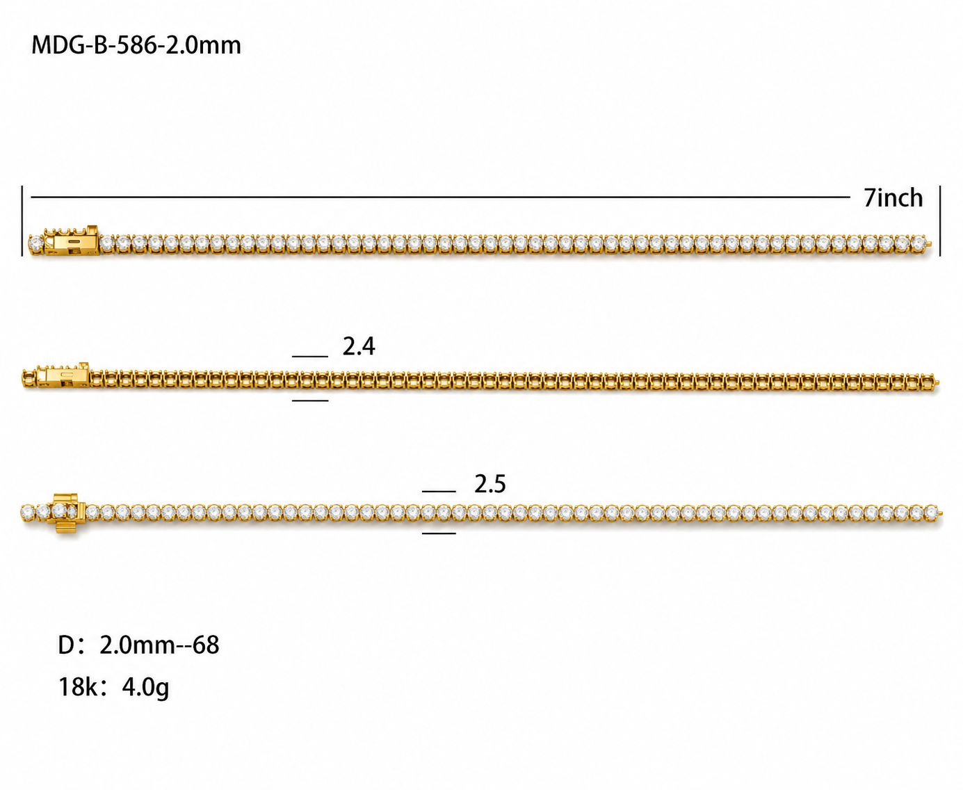Tennis Bracelet / 2.00MM-MDG-B-586