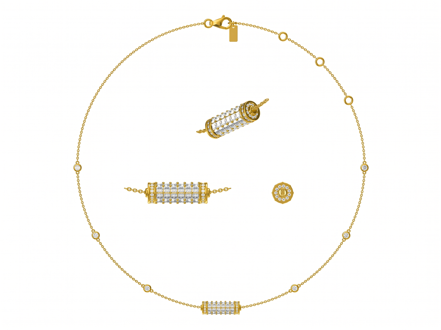 Station Necklace With Roll / MDG-P-1319