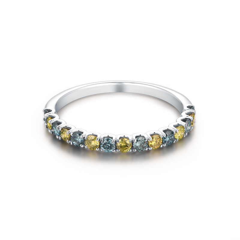 Yellow with Blue Diamond Half Eternity Ring / PK-15R+5/ NOA