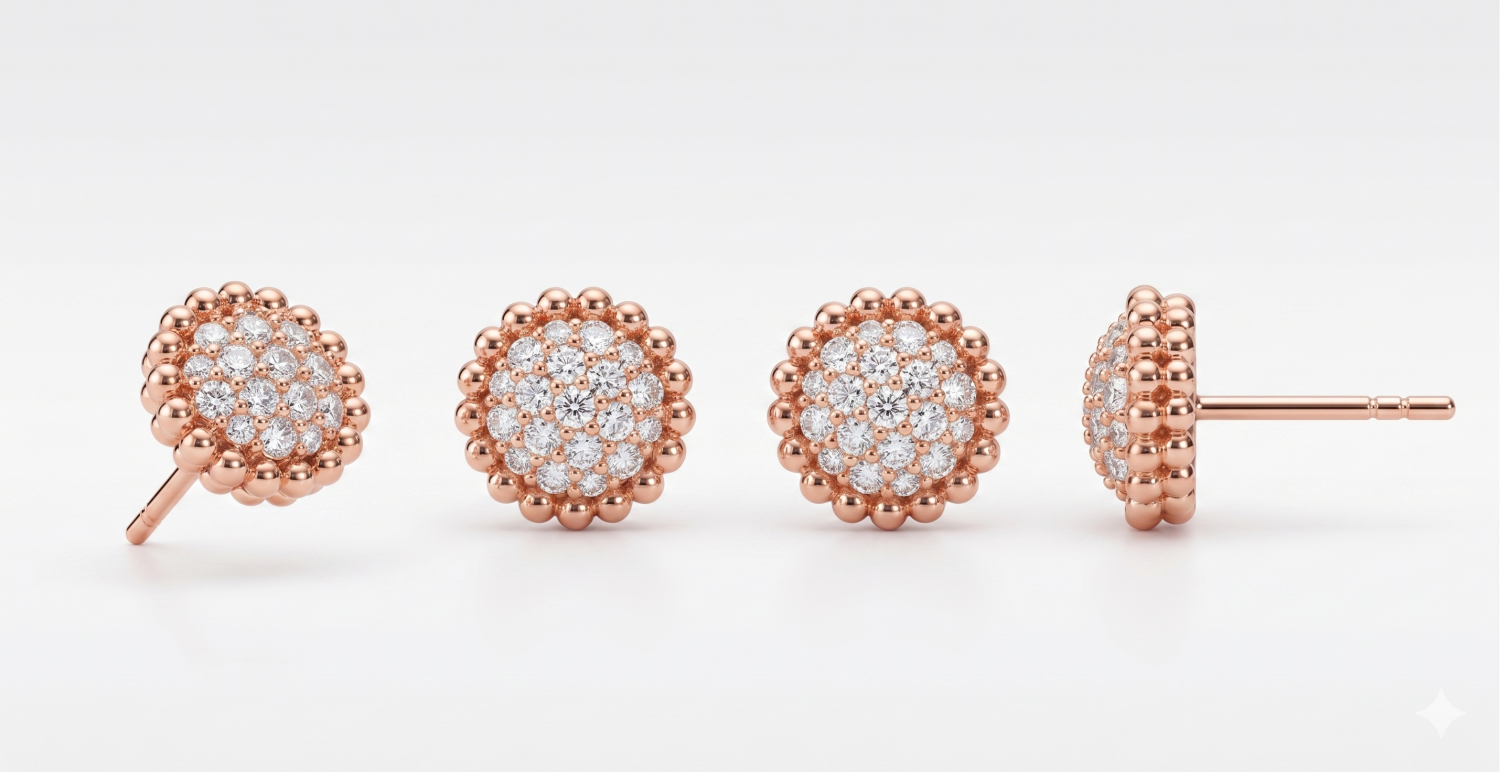 Earring Stud Pave Set / HK250906-E
